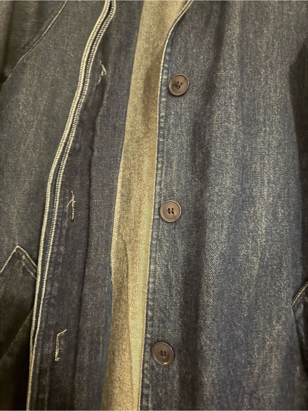 Vintage Dark Blue Denim Long Button Coat EUC 0730 - Picture 6 of 11